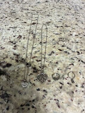 James Avery sterling lot of 2 rings, 1 charm and 2 chain necklaces with pendants